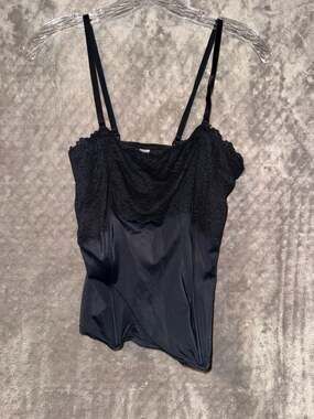 Delicates Shapewear Lace Trim Camisole Tank Top Black